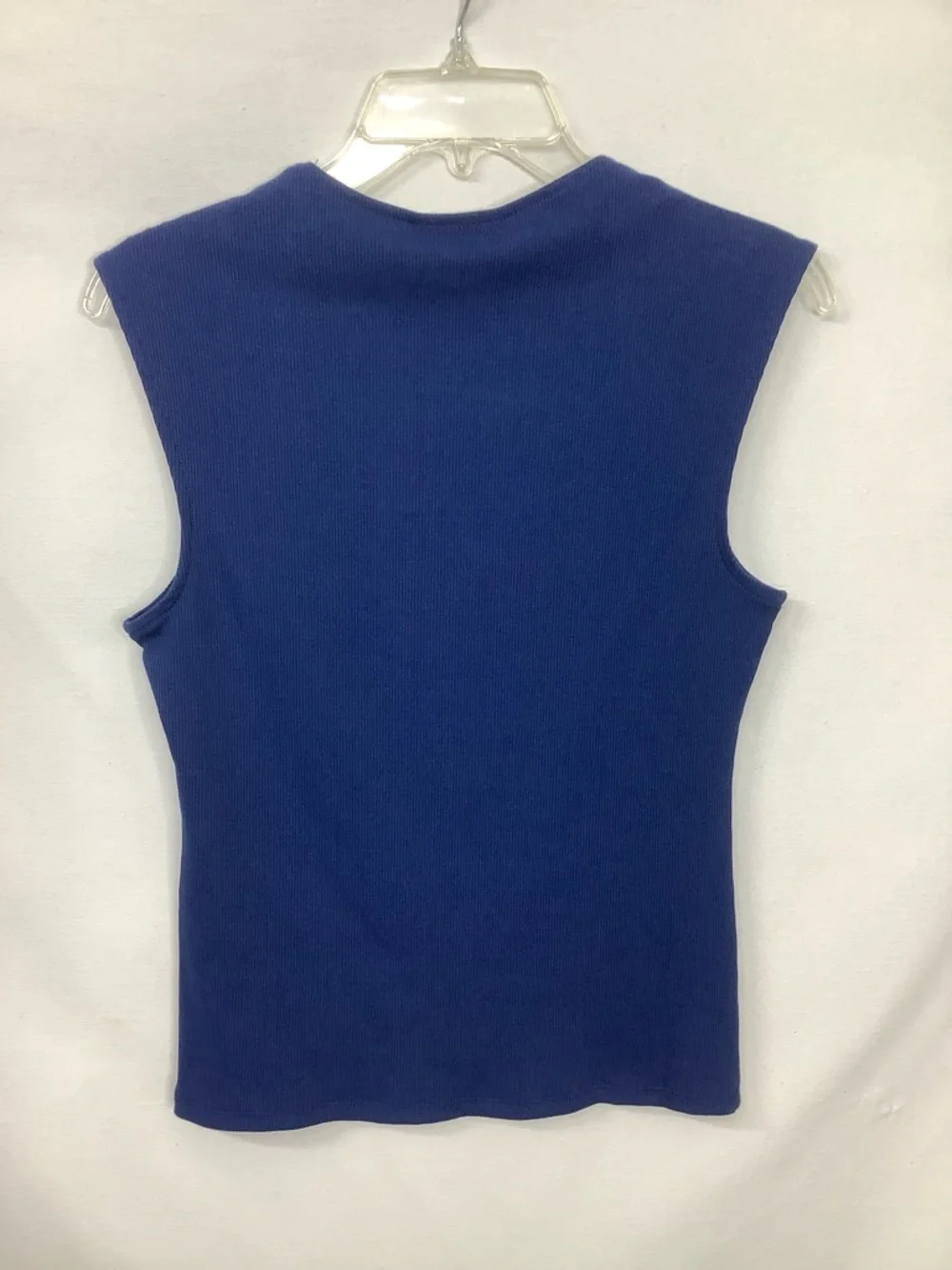 Blue Micro Ribbed Scoop Neck Top - Small - Picture 5 of 13